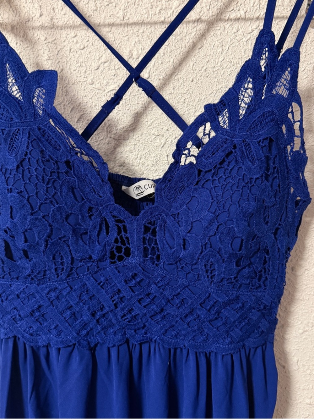 Cupshe Romantic Stroll Blue Maxi Beach Dress Medium - Picture 5 of 7